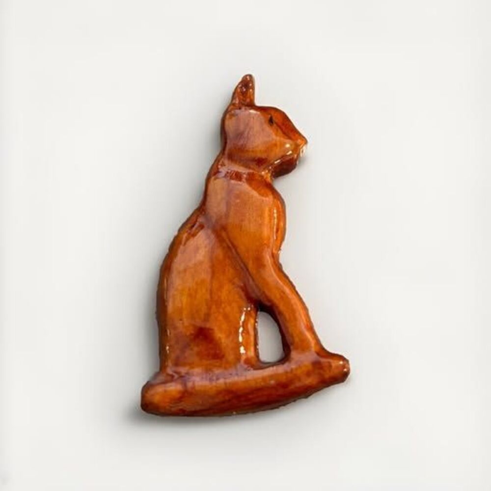 Wooden Cat Pin Brooch Wood Cat Lady 2”